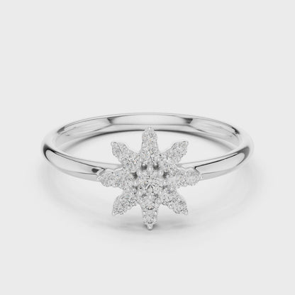 Starburst Floral Diamond Ring in Yellow Gold | Also in Rose Gold, Platinum & 925 Silver