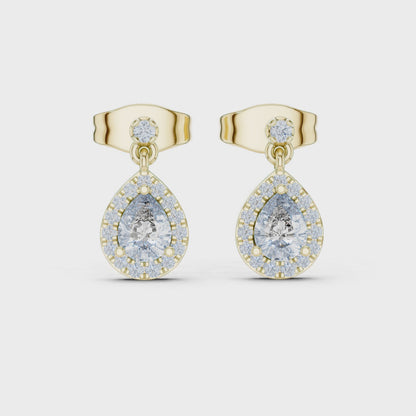Oval Halo Diamond Drop Earrings | Elegant Dangle Studs