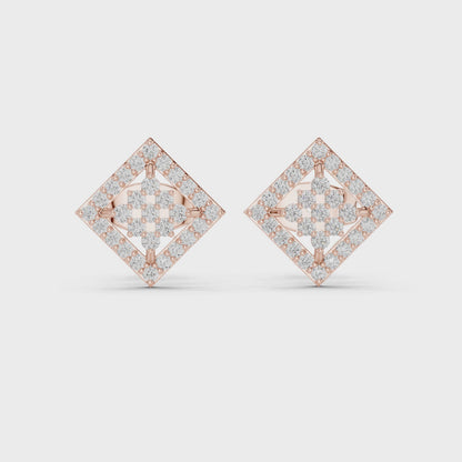 Geometric Diamond Stud Earrings | Contemporary Square Elegance