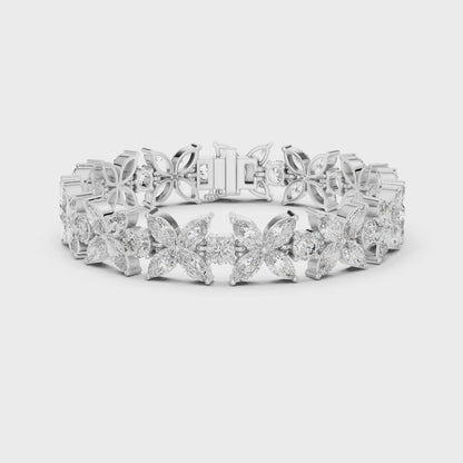 Floral Marquise Diamond Bracelet in White Metal | Available in Gold, Silver & Platinum