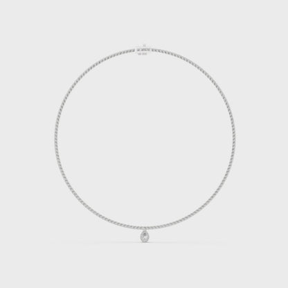 Double Line Diamond Necklace with Pear Drop Pendant – Rose Gold