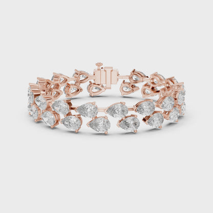 Pear & Round Diamond Cluster Bracelet in Rose Gold | Also in Yellow Gold, Platinum & 925 Silver