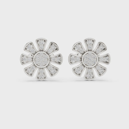 Floral Diamond Stud Earrings – Rose Gold Finish