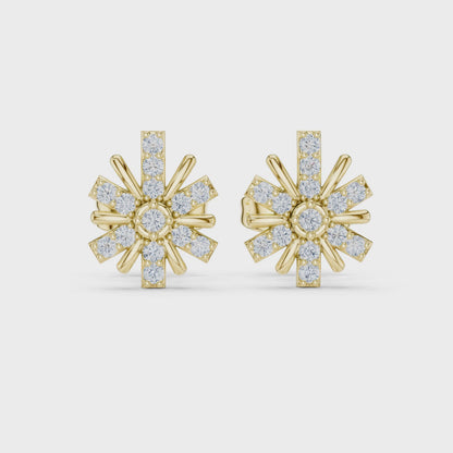 Floral Burst Diamond Stud Earrings | Radiant Bloom Design