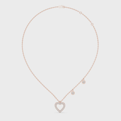 Heart Diamond Pendant Necklace with Dangling Accents – Rose Gold