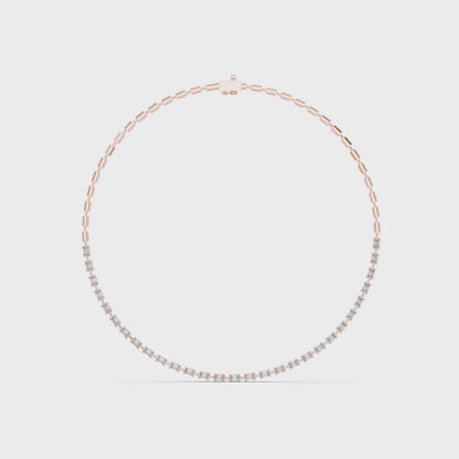 Princess-Cut Diamond Tennis Necklace – Yellow Gold