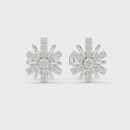 Floral Burst Diamond Stud Earrings | Radiant Bloom Design