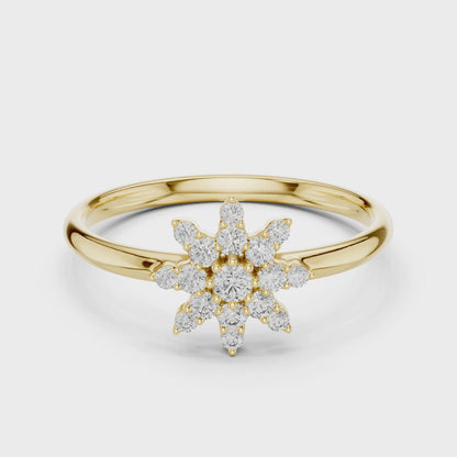 Starburst Floral Diamond Ring in Yellow Gold | Also in Rose Gold, Platinum & 925 Silver