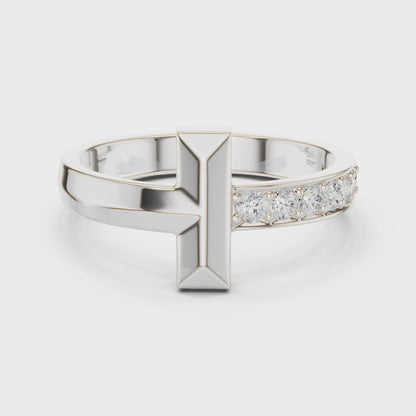 Men’s “T-Bar” Pavé Diamond Ring | Modern Signet Style