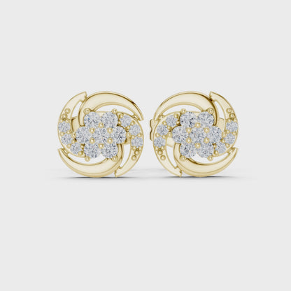Diamond Halo Circle Stud Earrings – Rose Gold