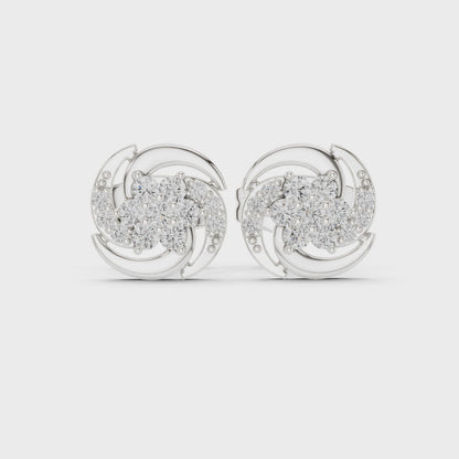 Diamond Halo Circle Stud Earrings – Rose Gold