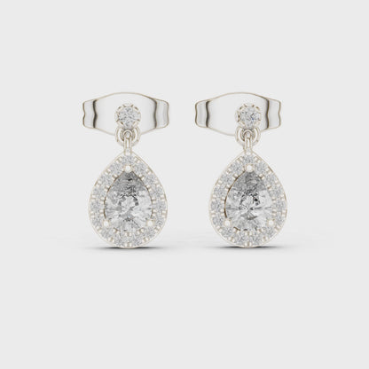Oval Halo Diamond Drop Earrings | Elegant Dangle Studs