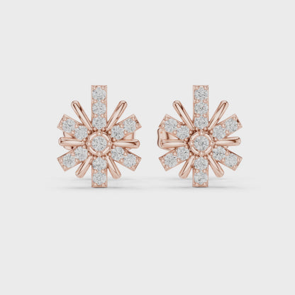 Floral Burst Diamond Stud Earrings | Radiant Bloom Design