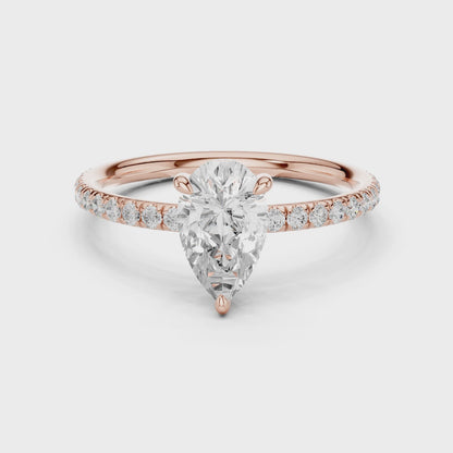 Pear-Cut Solitaire Diamond Ring – Rose Gold