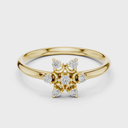 Contemporary Floral Diamond Ring in Yellow Gold | Also in Rose Gold, Platinum & 925 Silver