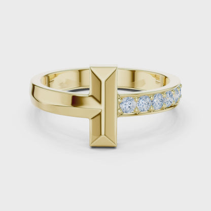 Men’s “T-Bar” Pavé Diamond Ring | Modern Signet Style