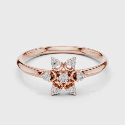 Contemporary Floral Diamond Ring in Yellow Gold | Also in Rose Gold, Platinum & 925 Silver