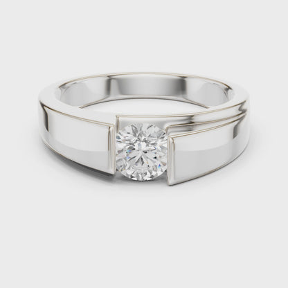 Men’s Modern Channel-Set Solitaire Ring | Sleek Tension Style