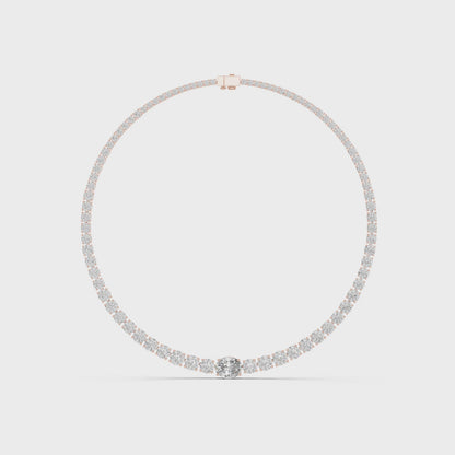 Classic Graduated Diamond Tennis Necklace – Rose Gold