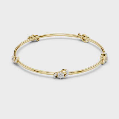 Diamond Knot Bangle Bracelet in Rose Gold | Also in Yellow Gold, Platinum & 925 Silver