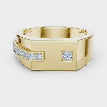 Men’s Rose Gold Diamond Channel Ring | Angular Modern Design