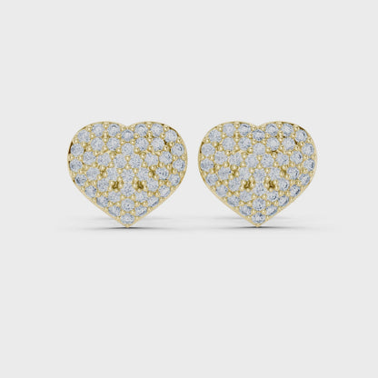 Pavé Diamond Heart Stud Earrings – Rose Gold