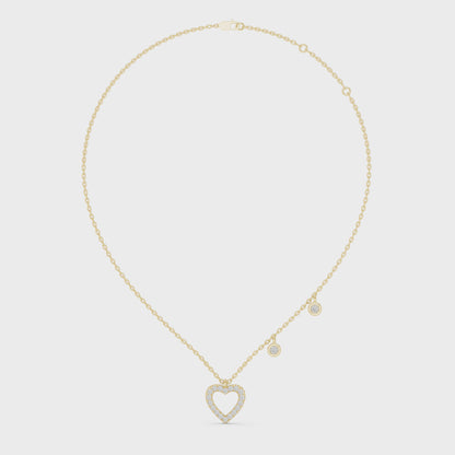 Heart Diamond Pendant Necklace with Dangling Accents – Rose Gold