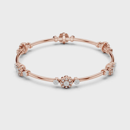 Floral Diamond Bangle Bracelet in Rose Gold | Available in Yellow Gold, Platinum & 925 Silver