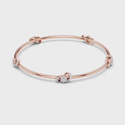 Diamond Knot Bangle Bracelet in Rose Gold | Also in Yellow Gold, Platinum & 925 Silver