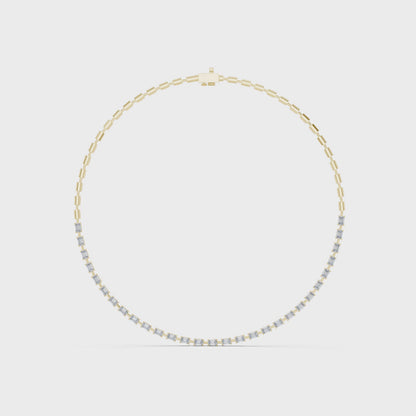 Princess-Cut Diamond Tennis Necklace – Yellow Gold