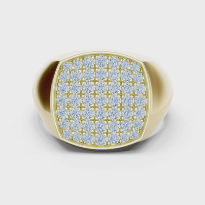 Men’s Diamond Pave Square Signet Ring | Bold & Refined