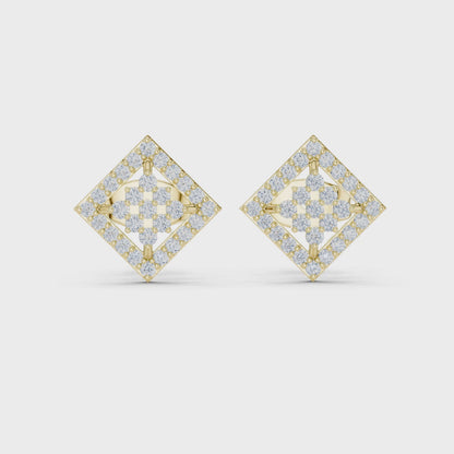 Geometric Diamond Stud Earrings | Contemporary Square Elegance