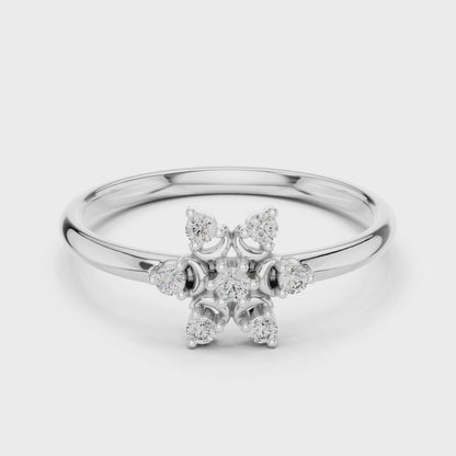 Contemporary Floral Diamond Ring in Yellow Gold | Also in Rose Gold, Platinum & 925 Silver