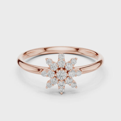 Starburst Floral Diamond Ring in Yellow Gold | Also in Rose Gold, Platinum & 925 Silver