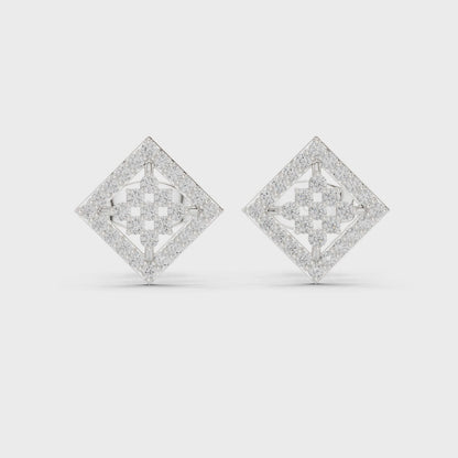 Geometric Diamond Stud Earrings | Contemporary Square Elegance