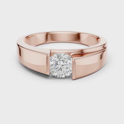 Men’s Modern Channel-Set Solitaire Ring | Sleek Tension Style