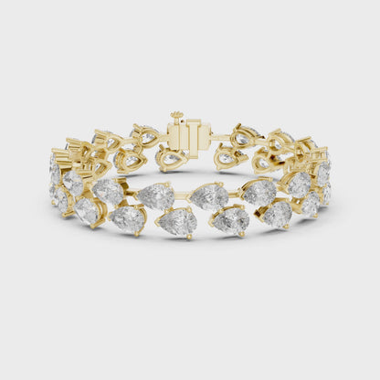 Pear & Round Diamond Cluster Bracelet in Rose Gold | Also in Yellow Gold, Platinum & 925 Silver