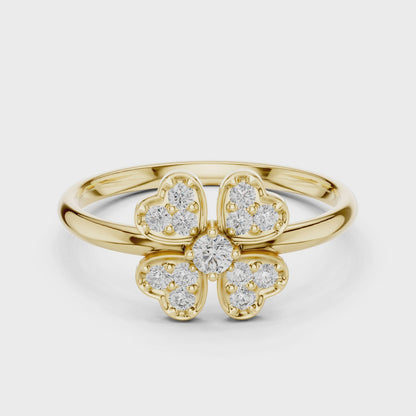Clover Heart Diamond Ring in 925 Silver | Also in Rose Gold, Yellow Gold & Platinum