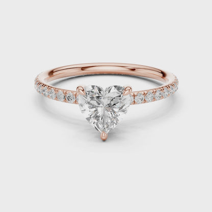 Heart-Shaped Solitaire Diamond Ring – Rose Gold