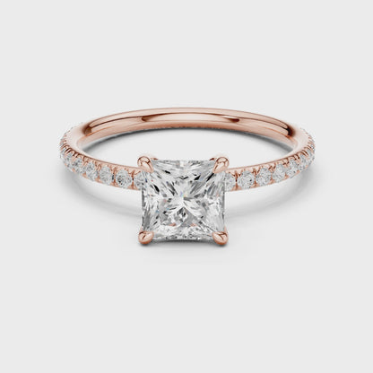 Princess-Cut Solitaire Diamond Ring – Rose Gold