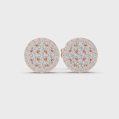 Pavé Cluster Stud Earrings – Rose Gold Finish