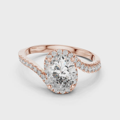 Oval Solitaire Diamond Ring in Rose Gold | Available in Yellow Gold, Platinum & 925 Silver