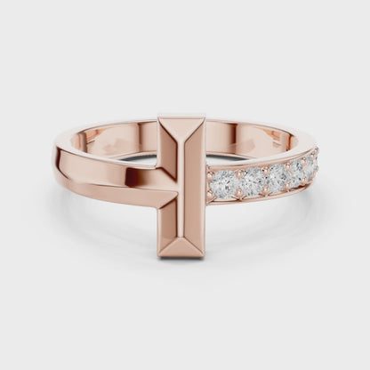 Men’s “T-Bar” Pavé Diamond Ring | Modern Signet Style